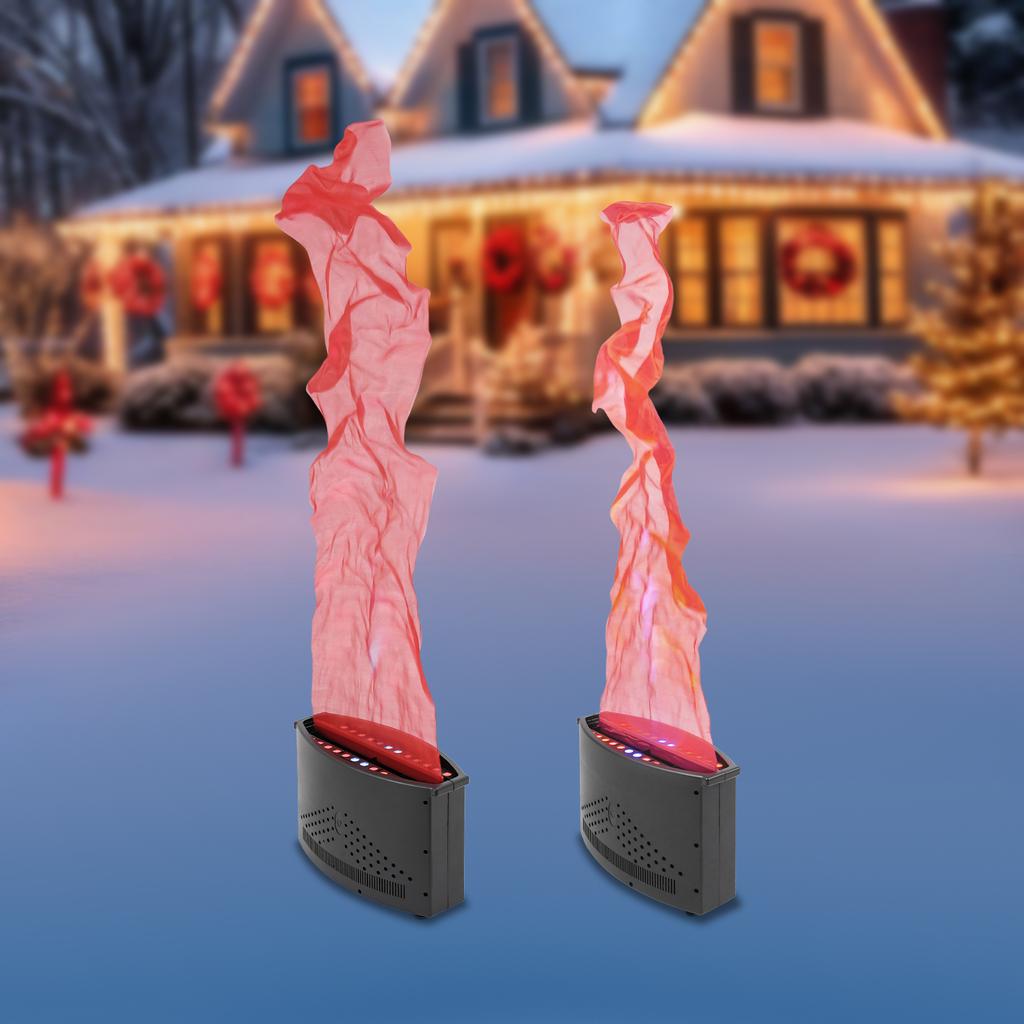 Elliptical Base Fake Plastic Fire Flame Light,Black 24 LED Flame Cloth 1.5m/1.8m Fake Fire Flame Light for Halloween