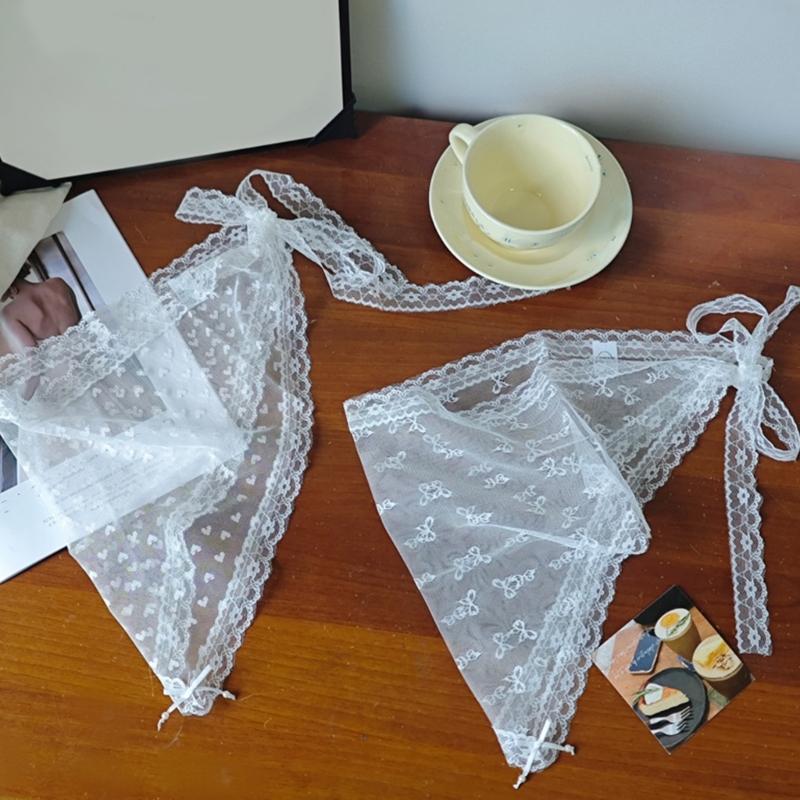 Stylish Lace Headwrap Triangular Hair Scarf Elegant Bandanas Headscarf for Women Music Festival Photo Head Accessories