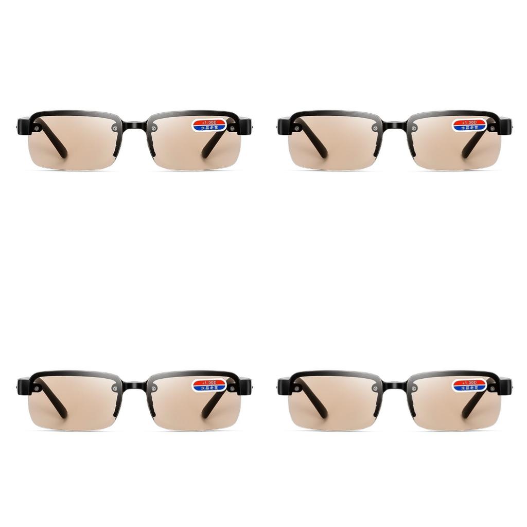 Rimless Reading Glasses Women Men Half Frame Square High Definition Eyeglasses +100 To +400 Business