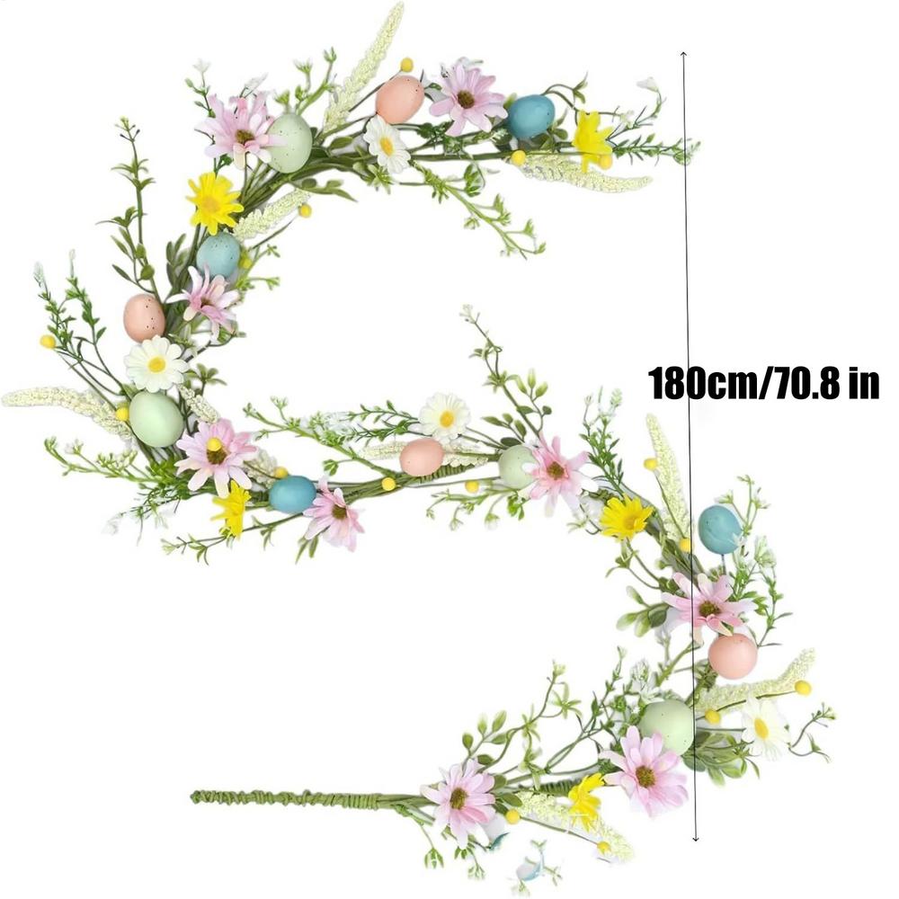 Artificial Easter Garland Colorful Realistic Spring Ornament Artificial Easter Front Door Wreath For Indoor Window Mantel