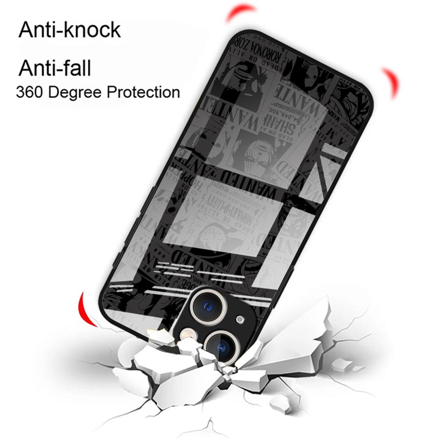 OneS P-ieceS Anime Logo Case for iPhone 17 Pro Max 8 16 13 12 14 15 Plus Air 11 XR Glass Phone Cover