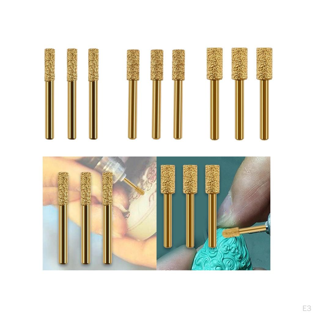 3 Stück Schleifscheiben Bit Diamant Gratbohrer, Zylinderform Aufsatzstein