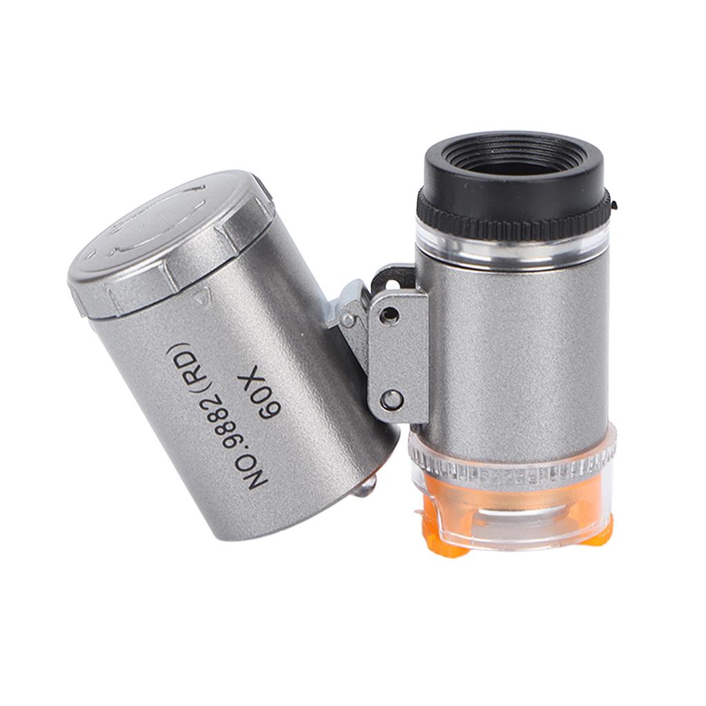 Pocket Microscope 60X Magnification 2 LED Lights 1 UV Light Wide Application Durable ABS Acrylic Portable Microscope