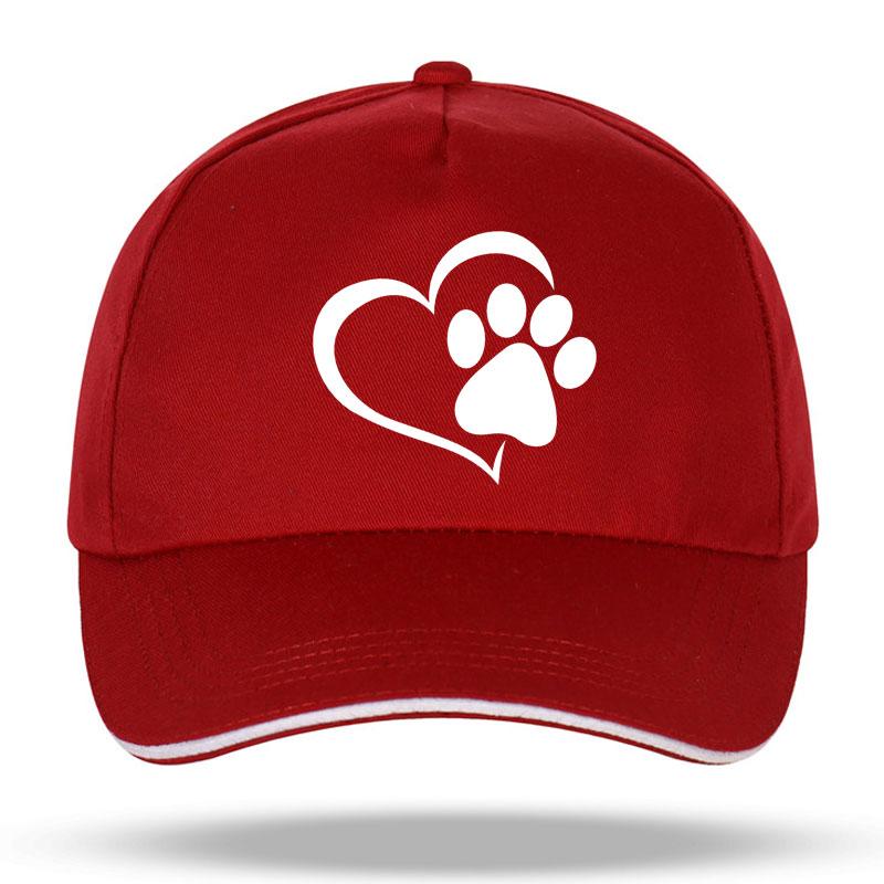 Neue Unisex Damen Mode Niedliche Hundepfote mit Pfirsichherz Baseballkappen für Hip Hop Baumwolle Trucker Cap Bone Papa Hüte