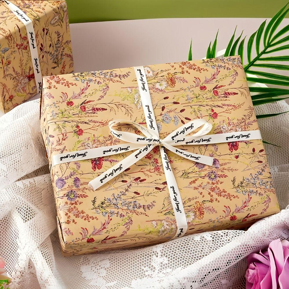 5m/Roll Floral Gift Wrap Rustic Style Botanical Wrapping Paper Party Gift Packaging