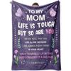 Mothers Day Gift Blanket for Mom Purple Butterfly Inspirational Throw Blanket Present from Daughter Son Happy Mothers Day