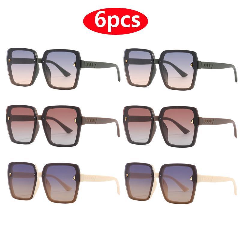 6pcs Retro Square Sunglasses Women Fashion Gradient Shades UV400 Men Punk Brand Sun Glasses Outdoor Cycling Shades