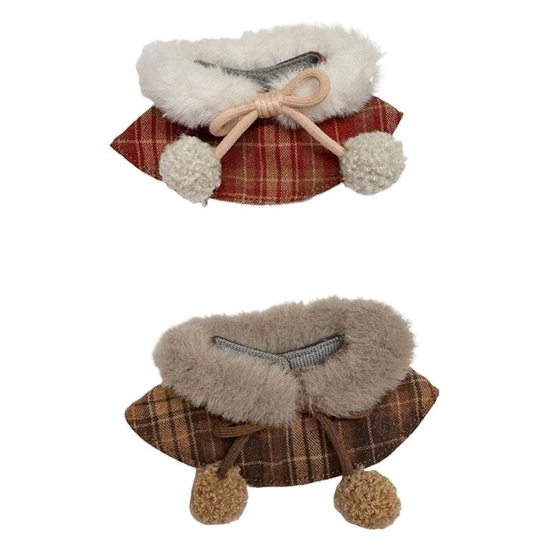 17Cm Păpușă Pluș Haine Macaron Șezând Petrecere Crăciun Pelerină Carouri Haine V2 Haine Costume de Crăciun