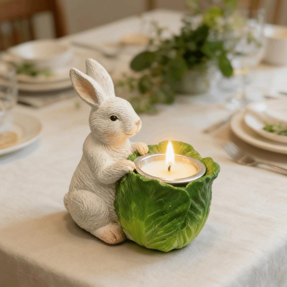 Heat Resistant Candle Holders Cartoon Resin Sculpture Landscape Bunny Ornaments  Dining Party