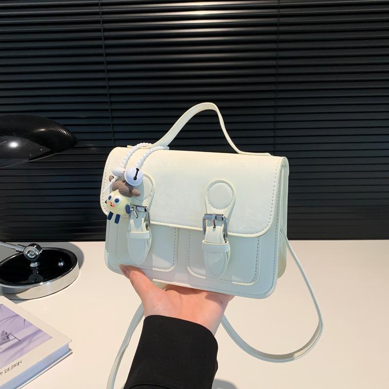 

Японська маленька сумка в ниші в стилі ретро, ​​маленька квадратна жіноча сумка 2024, нова модна маленька квадратна сумка в стилі коледжу, повсякденна сумка-мессенджер Without pendant білий