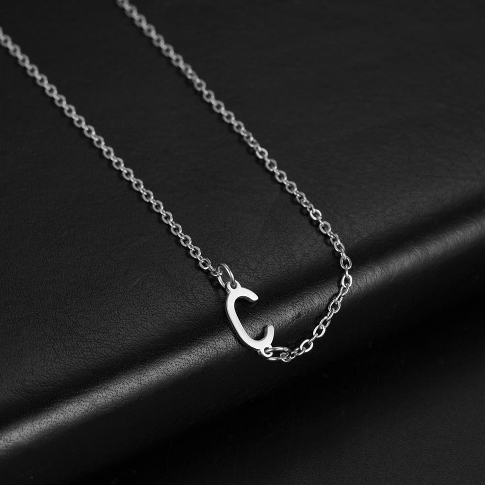 Cazador Sideways Tiny Letter Initial Necklaces A-Z Letters Necklace Stainless Steel Necklace For Women Gift Anniversary Jewelry