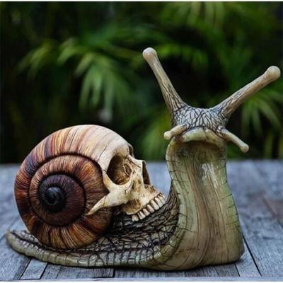 Halloween Snail Skull Sculpture Gothic Decoration Statue Patio Figurine Crafts Home Bionic Animal Garden Decoration Crafts