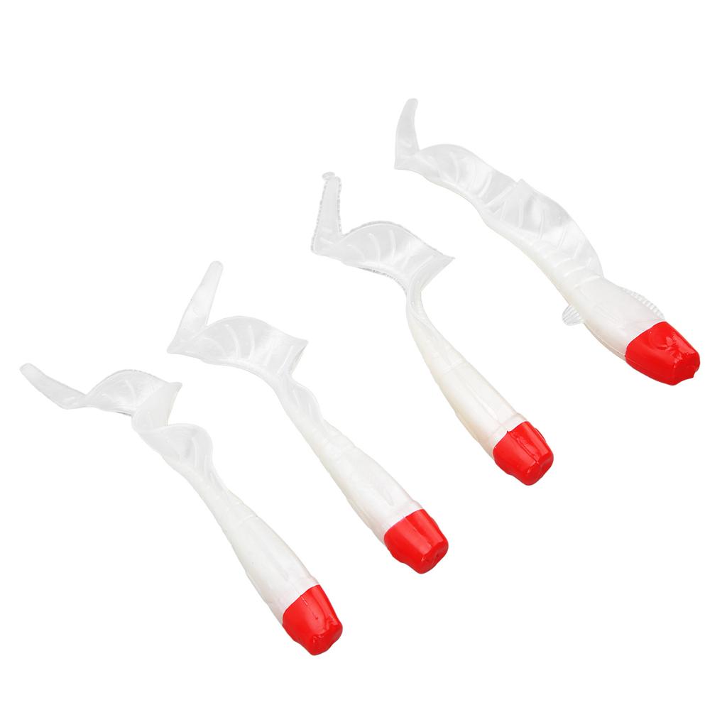 4 Pcs Fishing Lure Simulation Fishing Bait Lifelike PVC for Freshwater Bass Mandarin Fish Red White