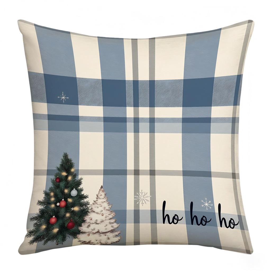 Christmas White and Blue Pillowcase Snowman Snowflake Christmas Decoration Combination Living Room Bedroom Home Cushion Cover