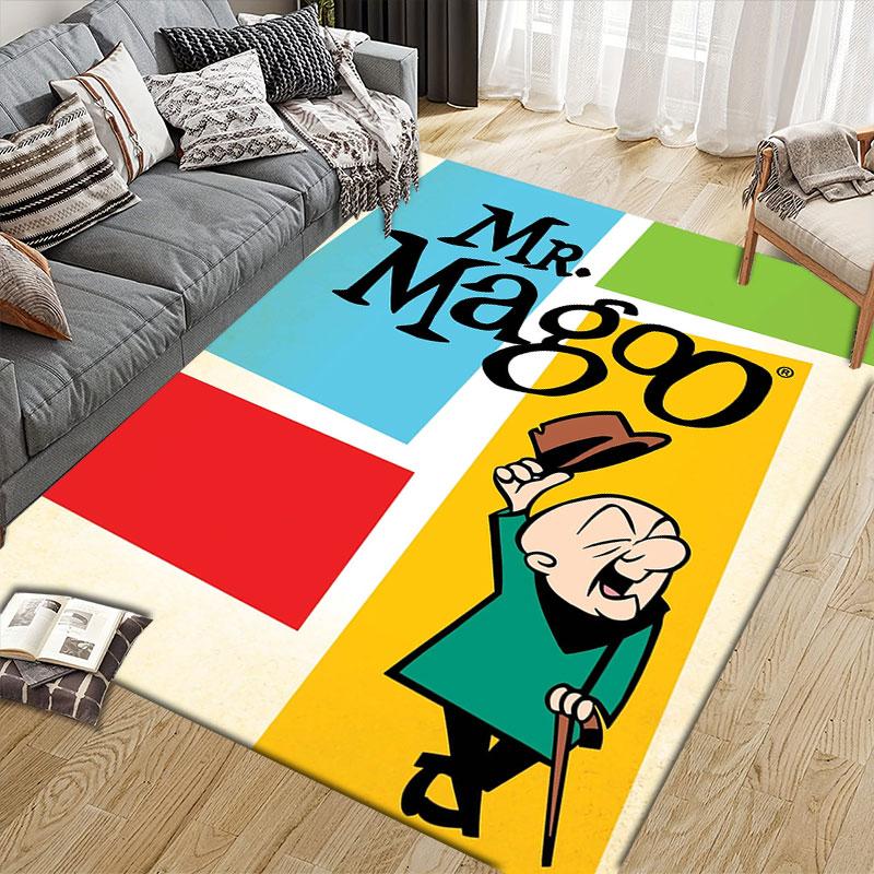 Mr. Magoo Flannel Printed Carpet, Home Sofa Decoration for Living Room & Bedroom, Non‑Slip Play Flannel Floor Mat for Game Room
