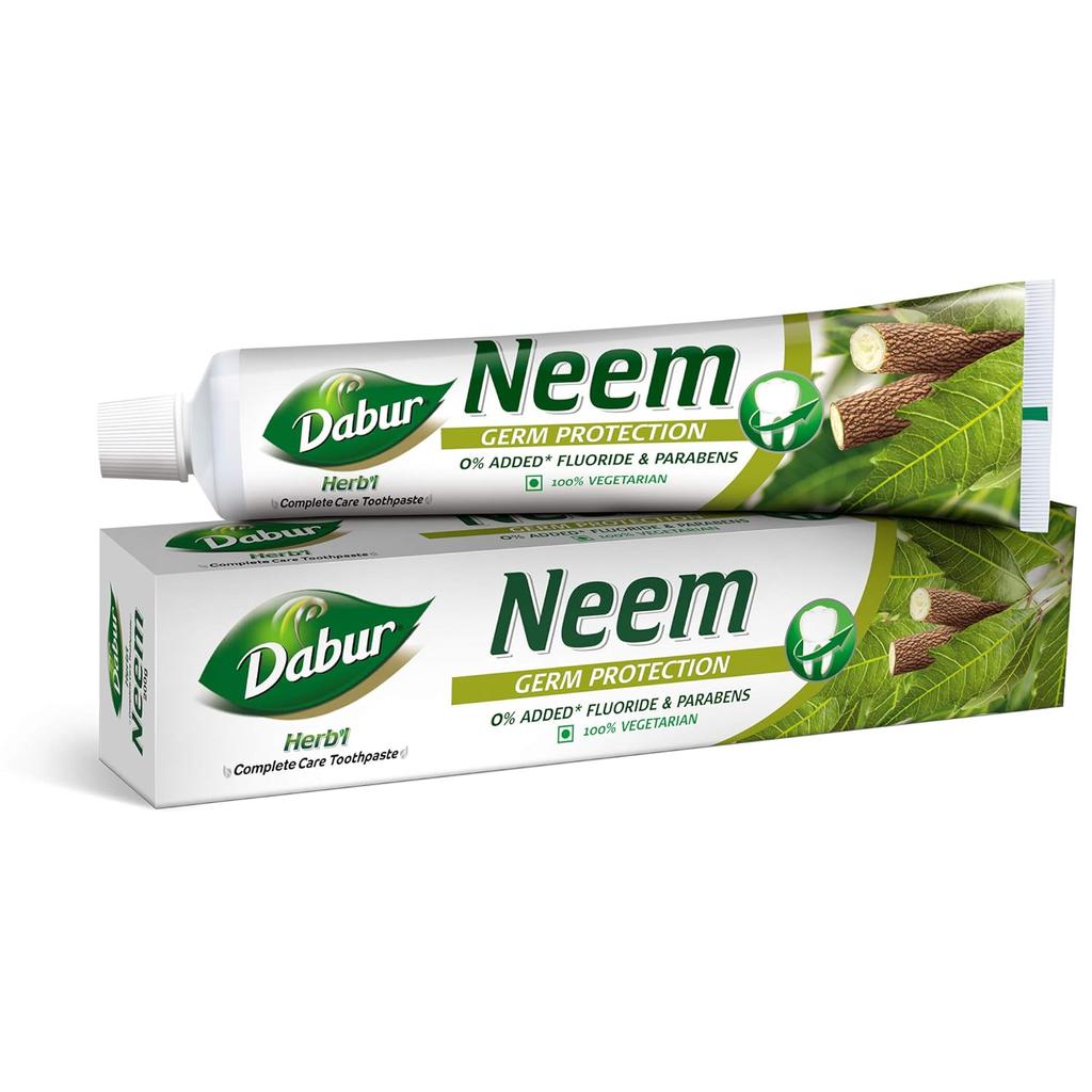 Dabur Herb'l Neem Germ Protection Toothpaste 200g | Natural Oral Care | Fluoride Free, Paraben Free, Fights Bacteria, Fresh Mouthfeel