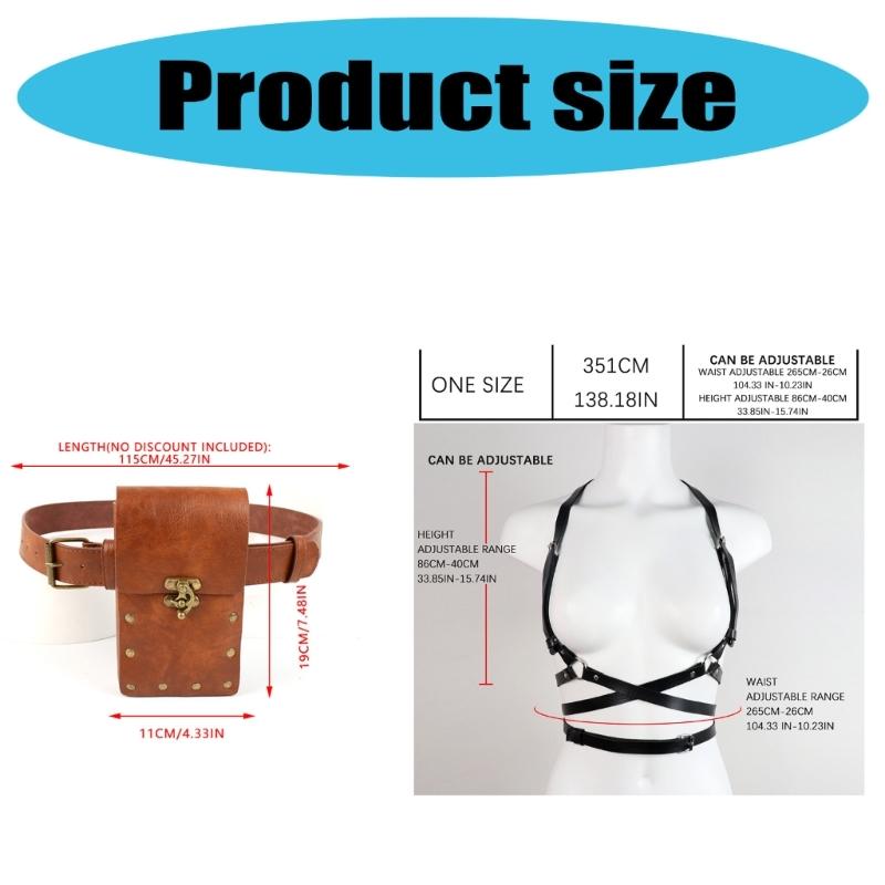 Renaissances Vikinges Costume Accessories,Medieval Pirate Bag Waist Harness Belt Halloween Renaissances Cosplay Costume
