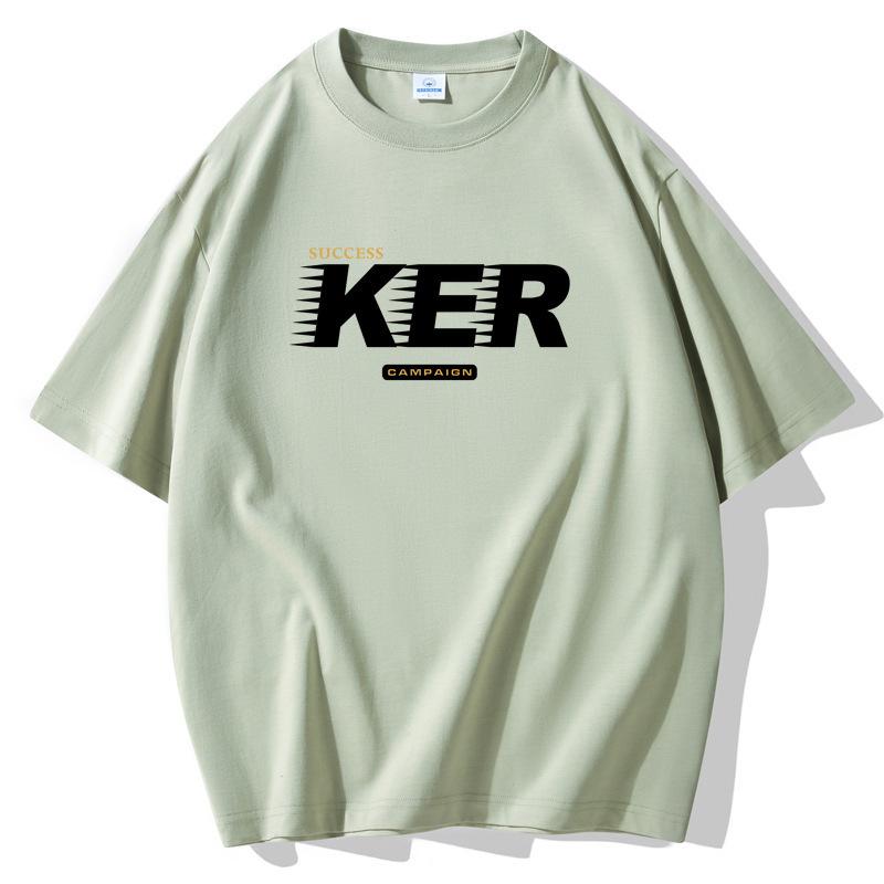 S-5XL KER Men's Loose Short Sleeves T-Shirt 100% Cotton