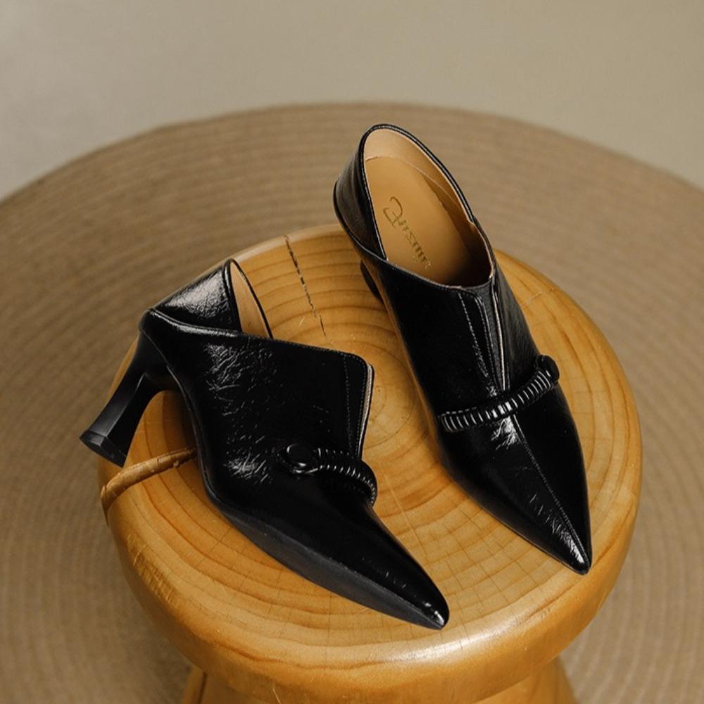Elegante Damen High Heels Spitze Tiefer Ausschnitt Einzelne Schuhe Damen Vielseitig Bequem Weiches Leder Arbeit Pendler High Heels