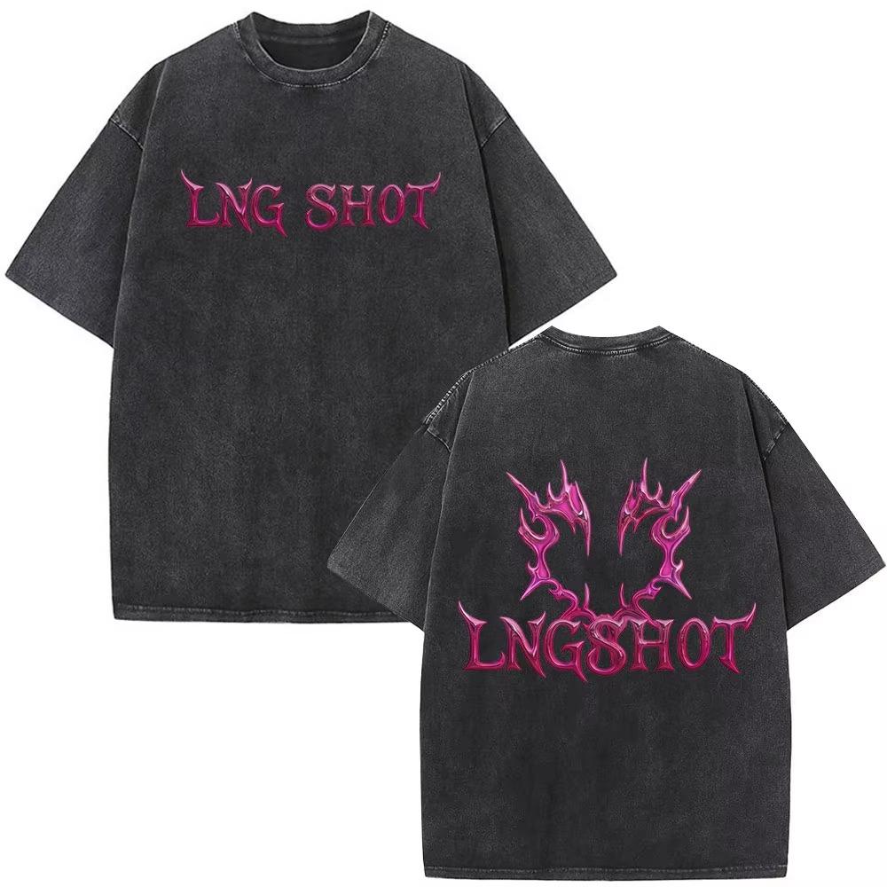 Vintage Washed Korean Kpop Group Lngshot Jay Park Same T Shirt Men Women Clothing Fashion Hip Hop Short Sleeve Casual Top