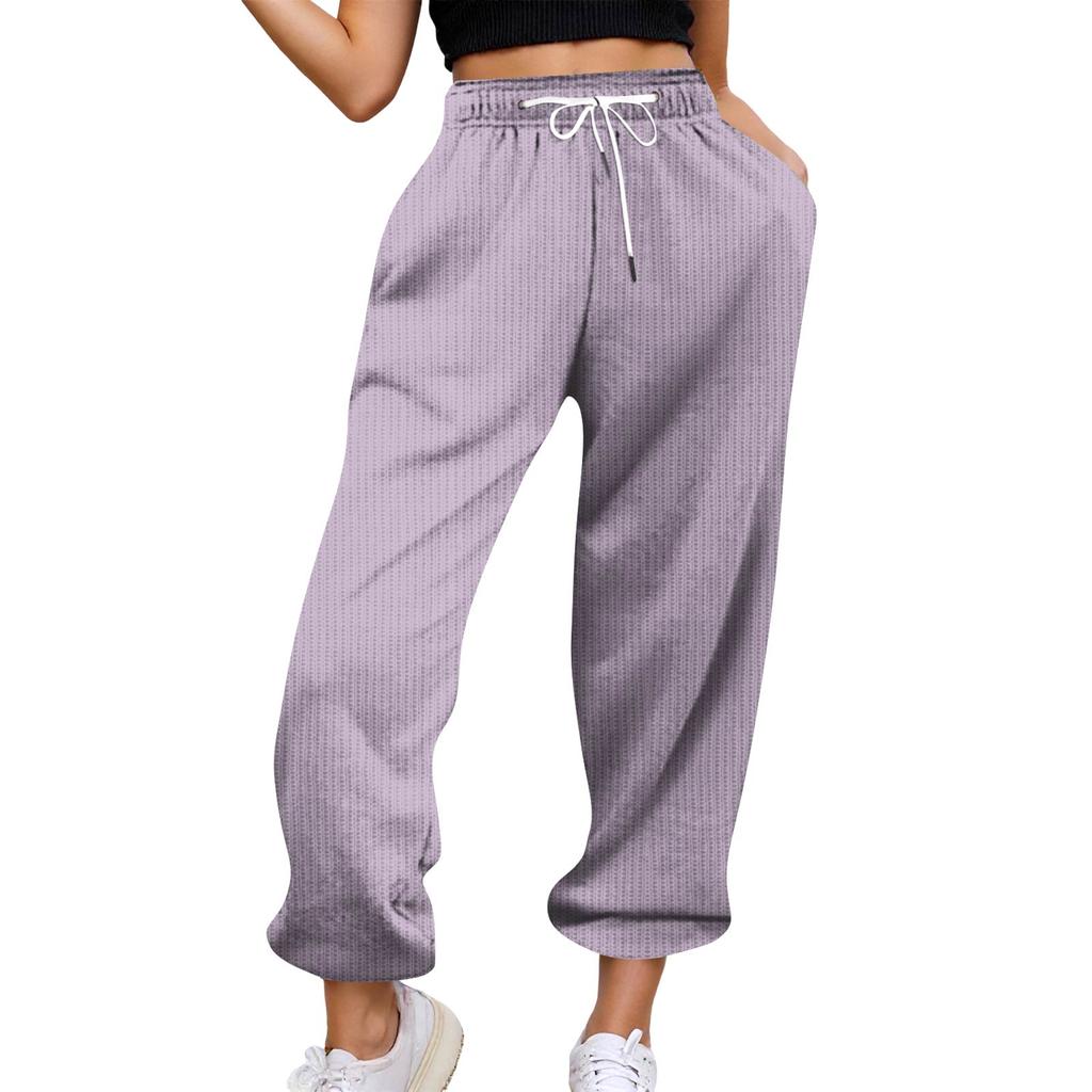 Women's Casual Pants High-waisted Belted Jogging Pants With Pockets