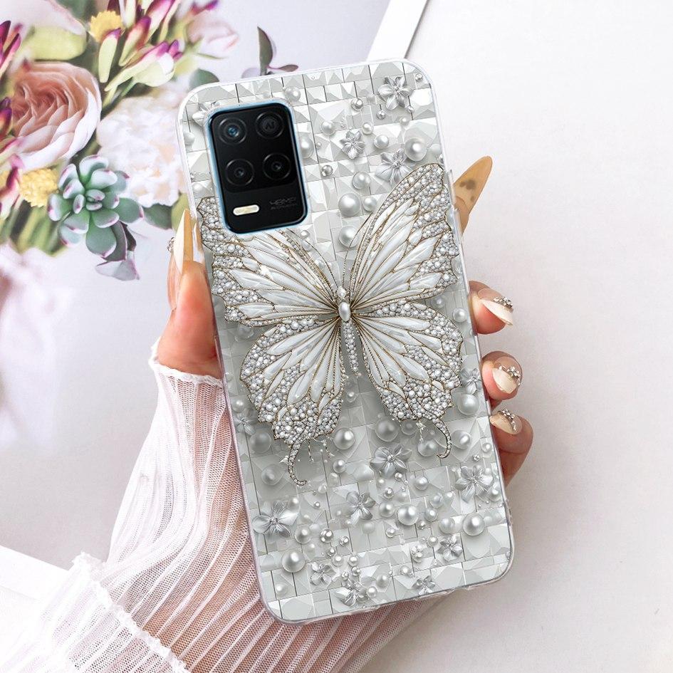 For Realme 8 5G Case RMX3241 Popular Butterfly Soft Silicone Clear TPU Cover For Realme Narzo 30 5G Funda Realme8 8s 5G V13 Capa