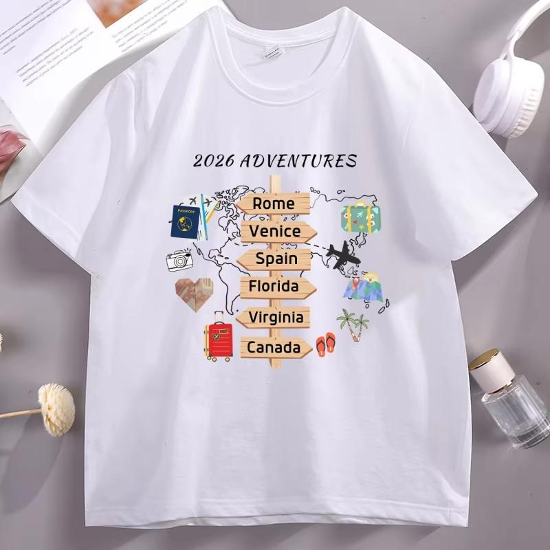 Personalized Travel Adventures TShirt Casual Traveling Destination Tee Travel Lover Gift Family Vacation Tee pure Cotton Tops