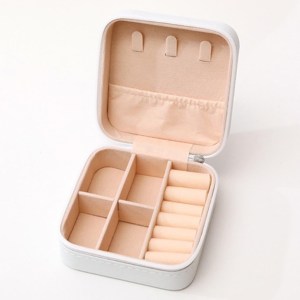 HOMZY 1pcs Single Layer Storage Box Ladies Travel Leather Jewelry Box Classic Black Pure White Fashion Pink Storage Box