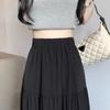 Black High-waisted A-line Mid Skirt Women's Spring Autumn Elegant White Long Pleated Skirts