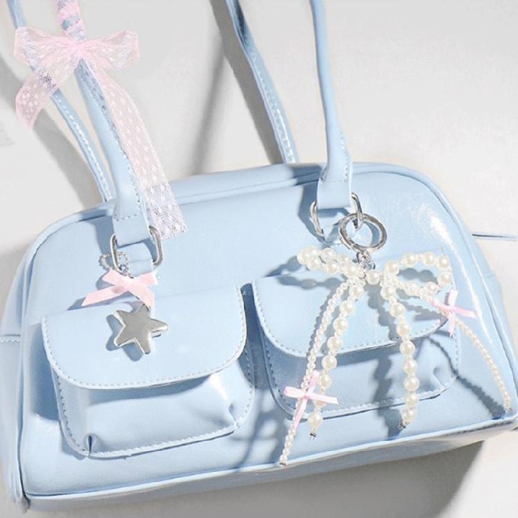 3pcs Imitation Pearls Bowknot Heart Star Keyring Key Chain Sophisticated Keyring Handmade Car Key Decoration for Women