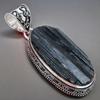 Schwarzer Turmalin Edelstein Handgefertigt 925 Sterling Silber Schmuck Anhänger 2,17" AH-881