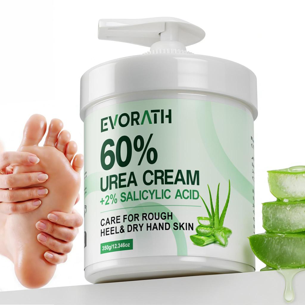 60% Harnstoffcreme mit Aloe Vera, Für trockene, rissige Haut und Hände, Entfernt Hornhaut und macht die Haut weich, Spendet tiefenwirksam Feuchtigkeit 350G