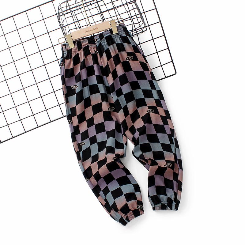 Pantalon d'été pour enfants style coréen à imprimé dinosaure anti-moustique - Pantalon long à revers pour garçons et filles