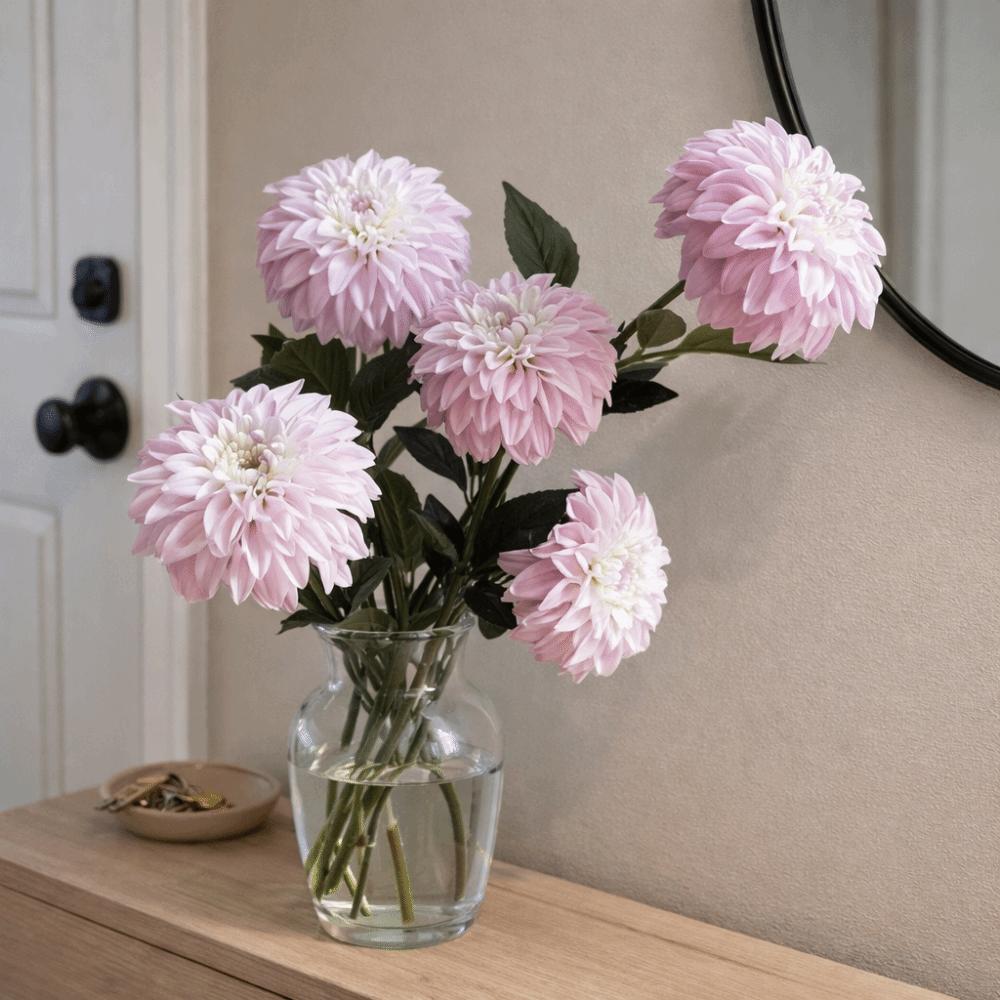 Long Branch 3D Printed Dahlia Realistic Real Touch Artificial Dahlia Branch Large Flower Faux Wedding Floral Event Decoration