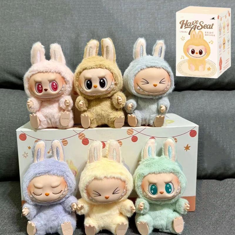 

1:1 высококачественная кукла Macaron 2nd The Monsters Labubu Sitting Party Vinyl Plush Blind Box Decorative Surprise Box Doll Collection Gif