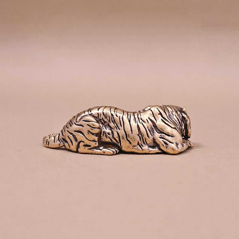Brass Zodiac Tiger Office Desk Ornament Statue Furniture Tea Pet Decoration Retro Desktop Office Decor