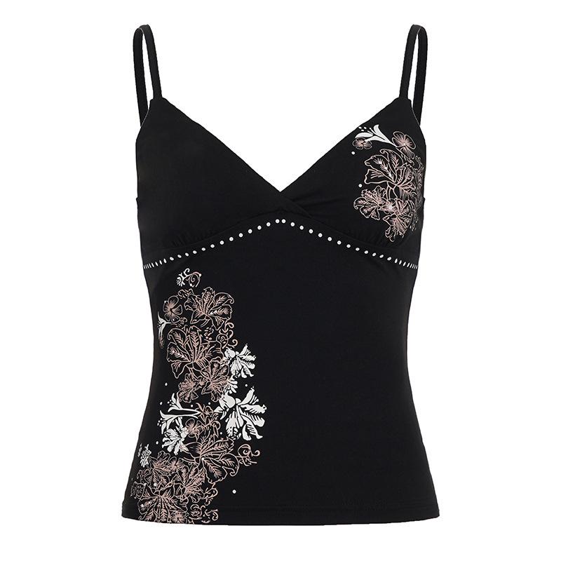 Elegant European-American Style Floral Bustier Vest Small