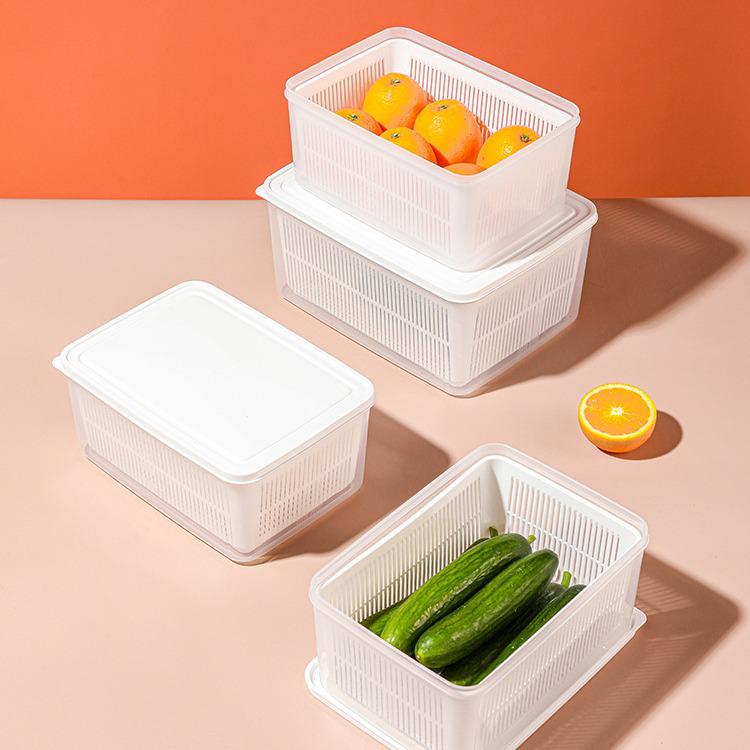 Japanese Double-Layer Vegetable Washing Basin with Lid: Kitchen Storage Basket for Food, Fruit, and Vegetables.