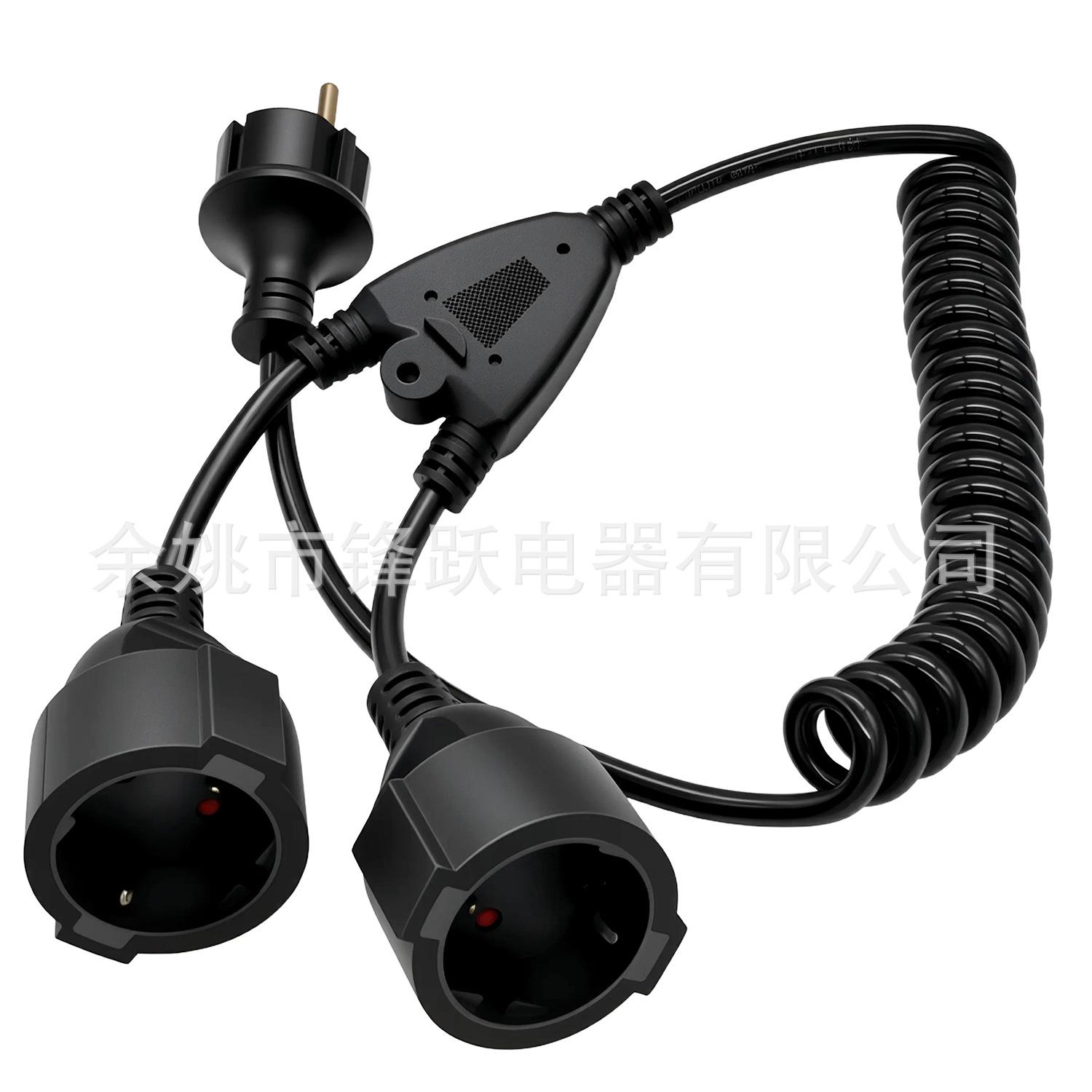 

2m 1.0SQ PU Spring Wire EU Standard Male to Female European Power Extension Cord чорний