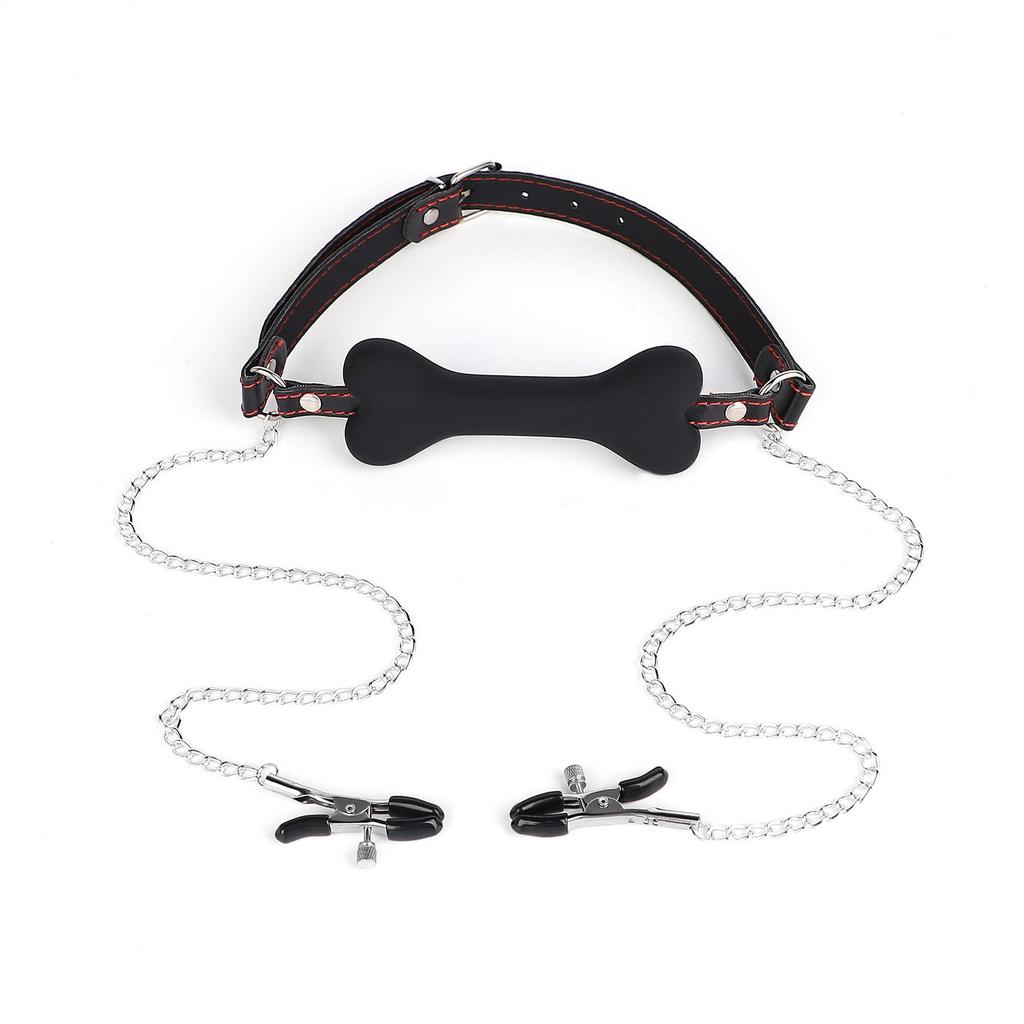 Silicone Dog Bone Ball Gag - Adult Female Training Toy