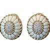 New In Vintage Art Twists White Enamel Earings Stud High Quality Fashion Delicate Flower Earrings for Women Wedding Jewelry