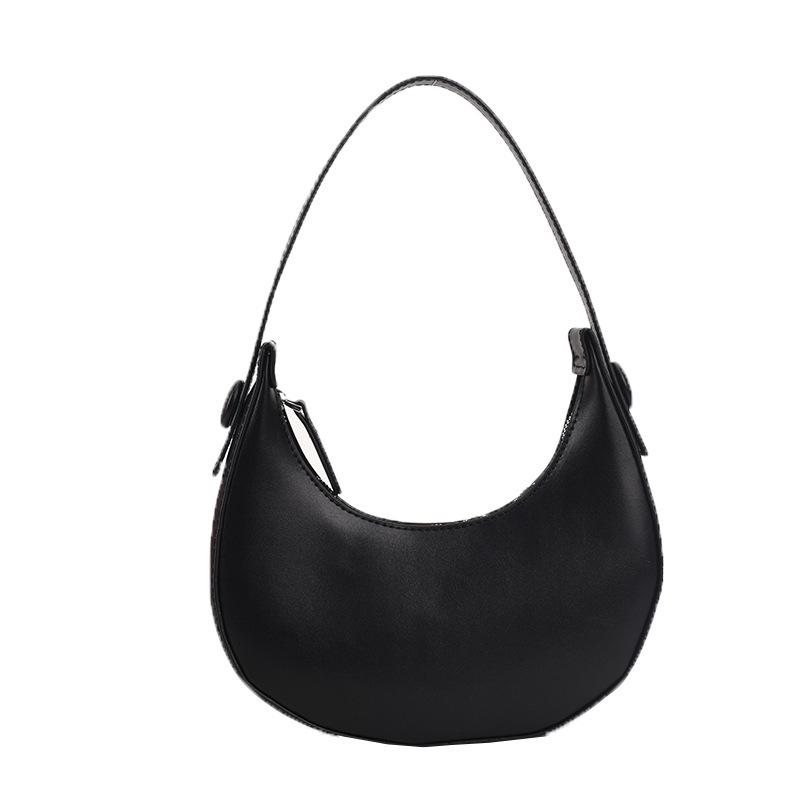 Fashion White Shoulder Bags For Women Pu Leather Solid Color Half Moon Bag Shoulder Bag Designer Lady Handbags Women Forearm Bags