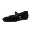 W712-50 French Camellia Mary Jane Women's Shoes 2025 Autumn New Metal Buckle One-word Belt with Skirt Single Shoes