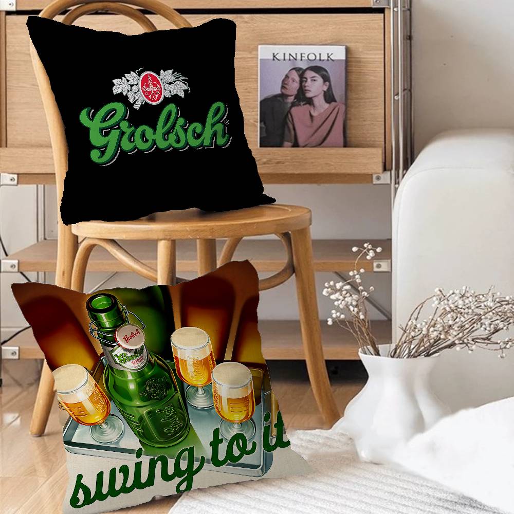 Grolsch Lager Beer Pillow Cover For Bedroom Room And Living Room Sofa Decorative Cushion Cover