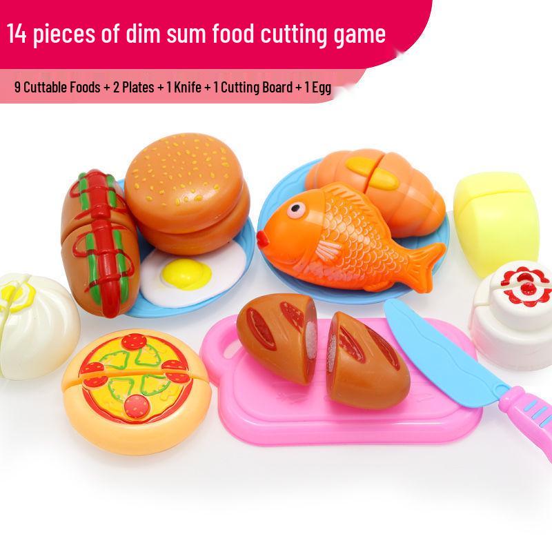 Large Kids' Grocery Cart with Fruit & Vegetable Play Set for Playhouse