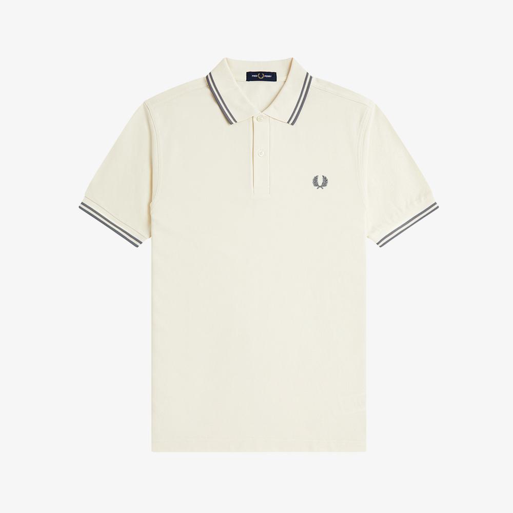Fred Perry [M3600] Twin Tip Fred Perry Shirt - Ecru/Stockport Blue Afpm2613600-95A