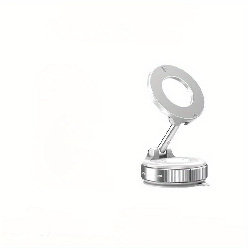 1Pc Zinc Alloy Magnetic Car Phone Holder - Foldable, 360° Adjustable Vacuum Bracket with Multi-Angle Adjustment, Vehicle Phone Mount