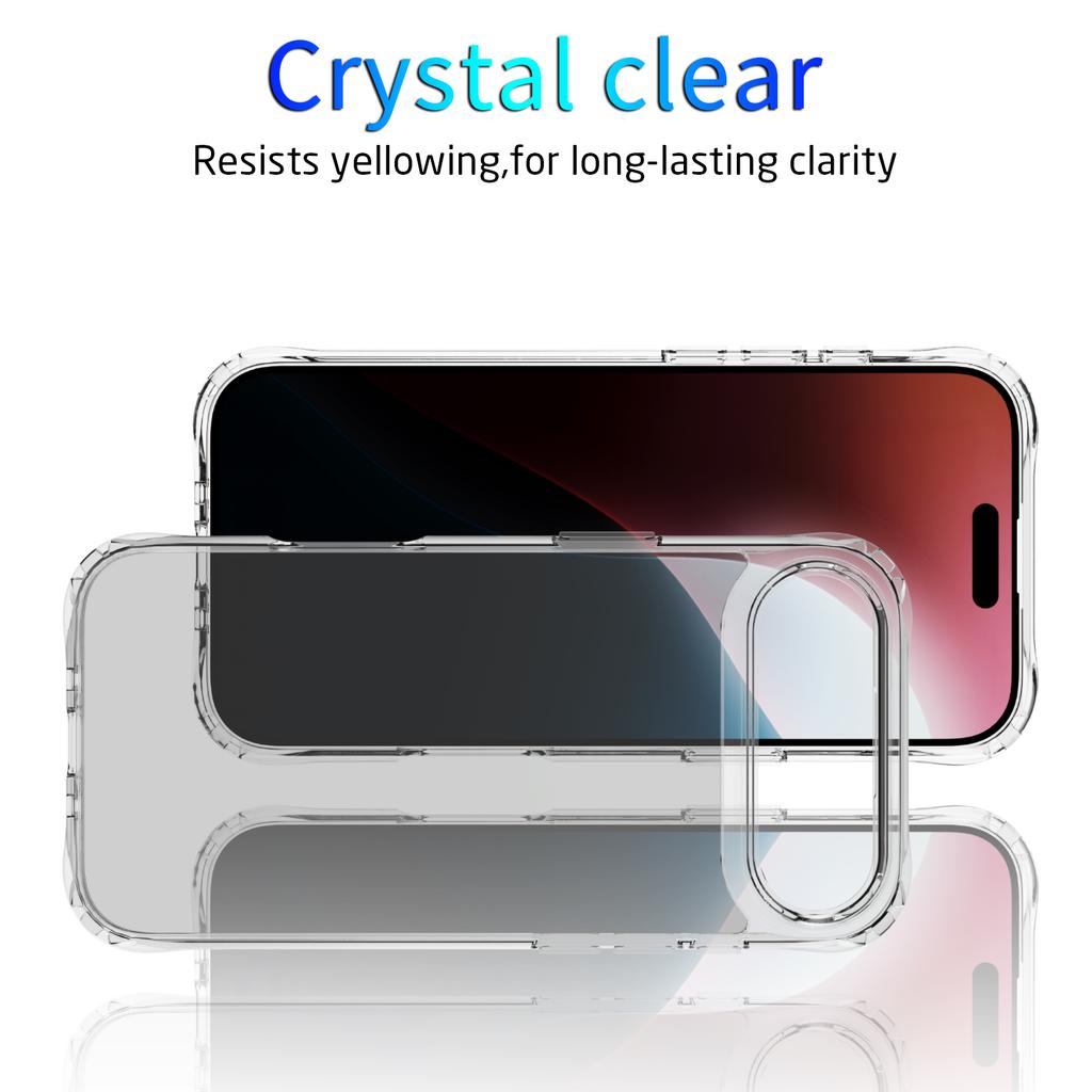 Stoßfeste Klare Schutzhülle für iPhone 17 Air 16 Plus 15 pro max, Anti-Vergilbung Transparente Schlanke Design Erhöhte Kamera-Bildschirmrand-Stoßstange
