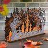 Halloween Candle Holder Halloween Table Centerpiece Decorations Wooden Seasonal Table Centerpiece Decor for Fireplace Mantle