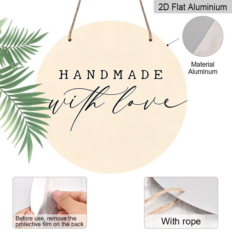 2D Flat Retro Aluminum Wall Stickers In Various Sizes. "Handmade with Love" Handmade Themed Hanging Ornaments with A Minimalist Style A Perfect